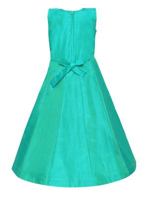 Green embroidered silk kids-girl-gowns 2