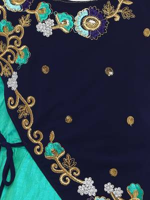 Green embroidered silk kids-girl-gowns 3