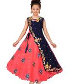 Red plain polyester kids-girl-gowns