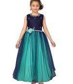 Blue plain polyester kids-girl-gowns