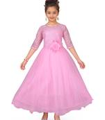 Pink woven polyester kids-girl-gowns