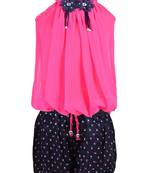 Pink plain chiffon girls-top-bottom