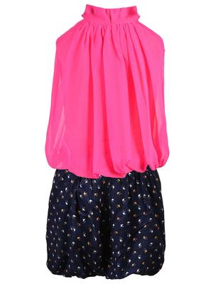 Pink plain chiffon girls-top-bottom 3