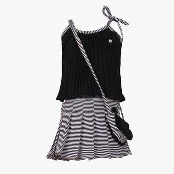 Black woven georgette girls-top-bottom 1