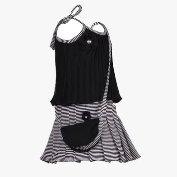Black woven georgette girls-top-bottom 2