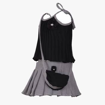 Black woven georgette girls-top-bottom 3