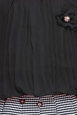 Black woven georgette girls-top-bottom 5