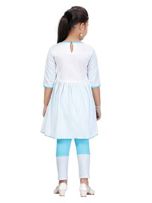 Blue printed cotton girls-top-bottom 4