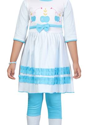 Blue printed cotton girls-top-bottom 5