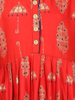 Red woven pure cotton kids-tops 3