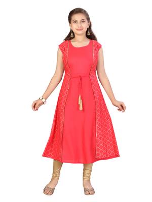 Red printed cotton kids-tops 1