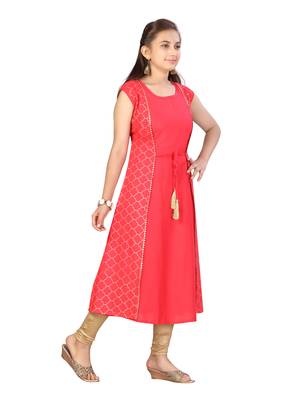 Red printed cotton kids-tops 2