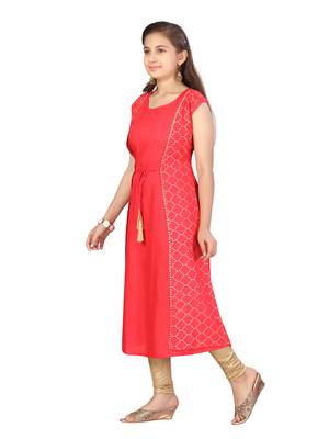 Red printed cotton kids-tops 3