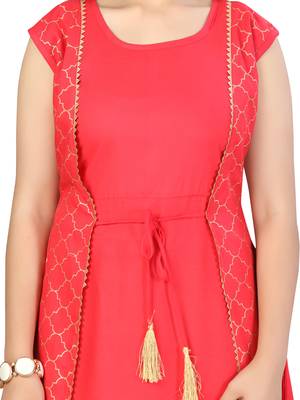 Red printed cotton kids-tops 5