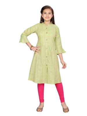 Green plain pure cotton kids-tops 1