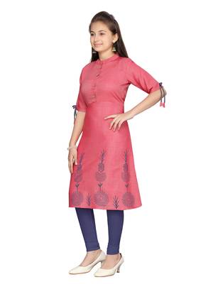 Red plain pure cotton kids-tops 3