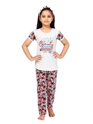 White printed cotton girls-top-bottom 1