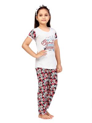 White printed cotton girls-top-bottom 2