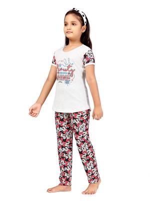 White printed cotton girls-top-bottom 3