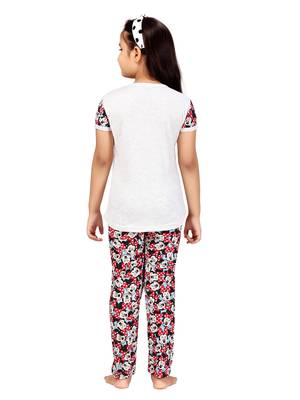 White printed cotton girls-top-bottom 5