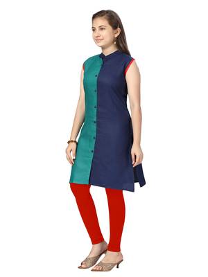 Green plain cotton girls-top-bottom 3