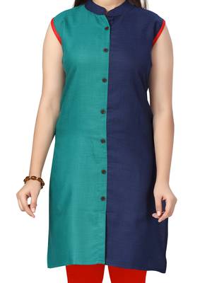 Green plain cotton girls-top-bottom 5