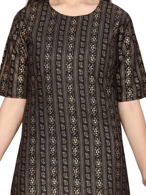 Black printed pure cotton girls-top-bottom 5