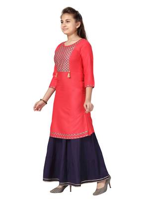 Red printed cotton girls-top-bottom 3