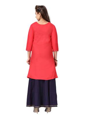Red printed cotton girls-top-bottom 4
