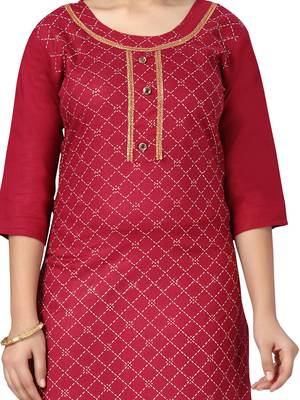 Maroon printed cotton girls-top-bottom 5