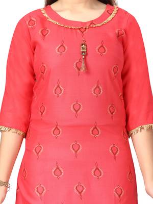 Red printed cotton girls-top-bottom 5