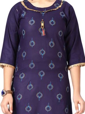 Blue printed cotton girls-top-bottom 5