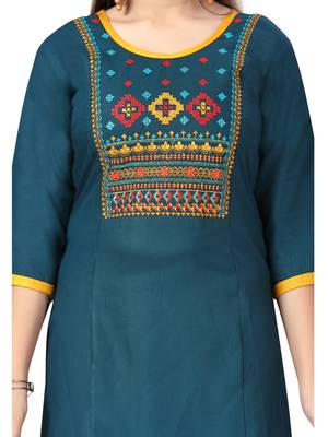 Green embroidered cotton girls-top-bottom 5