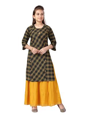 Black plain cotton girls-top-bottom 1