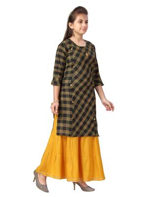 Black plain cotton girls-top-bottom 2