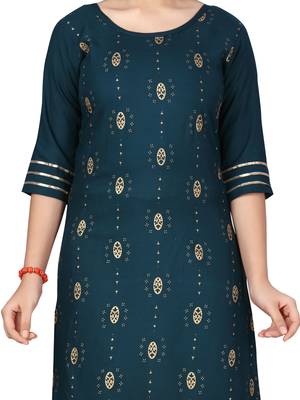 Green printed cotton girls-top-bottom 5