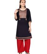 Blue printed cotton girls-top-bottom