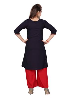Blue printed cotton girls-top-bottom 4