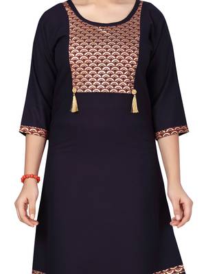 Blue printed cotton girls-top-bottom 5