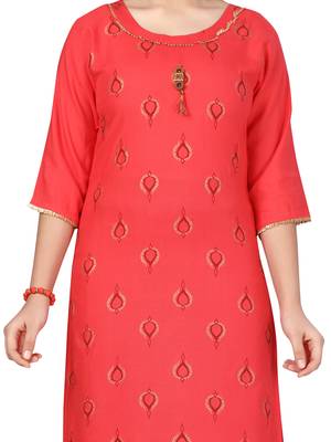 Red printed cotton girls-top-bottom 5
