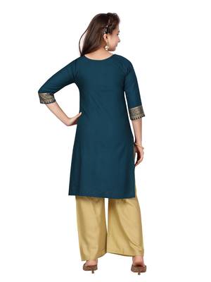 Green printed cotton girls-top-bottom 4
