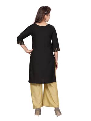 Black printed cotton girls-top-bottom 4