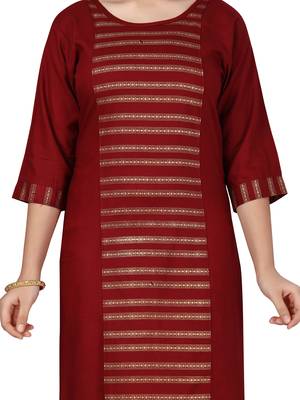 Maroon printed cotton girls-top-bottom 5