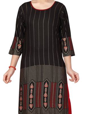Black printed cotton girls-top-bottom 5