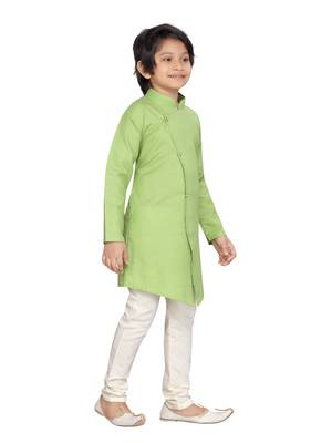 Green plain cotton boys-kurta-pyjama 2