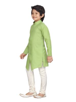 Green plain cotton boys-kurta-pyjama 3