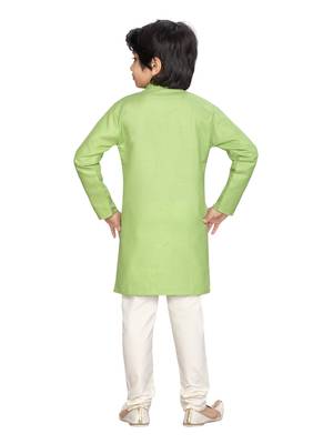 Green plain cotton boys-kurta-pyjama 4