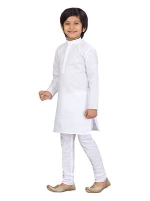 White plain cotton boys-kurta-pyjama 3