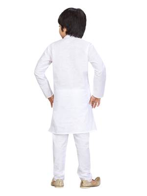 White plain cotton boys-kurta-pyjama 4