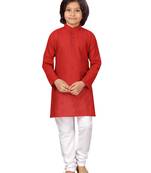 Maroon plain cotton boys-kurta-pyjama